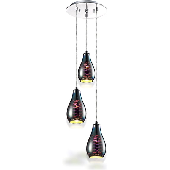 SereneLife Home Pendant Hanging Lighting Fixture-Triple Lamp Ceiling Light Sphere Shape Dome Globes