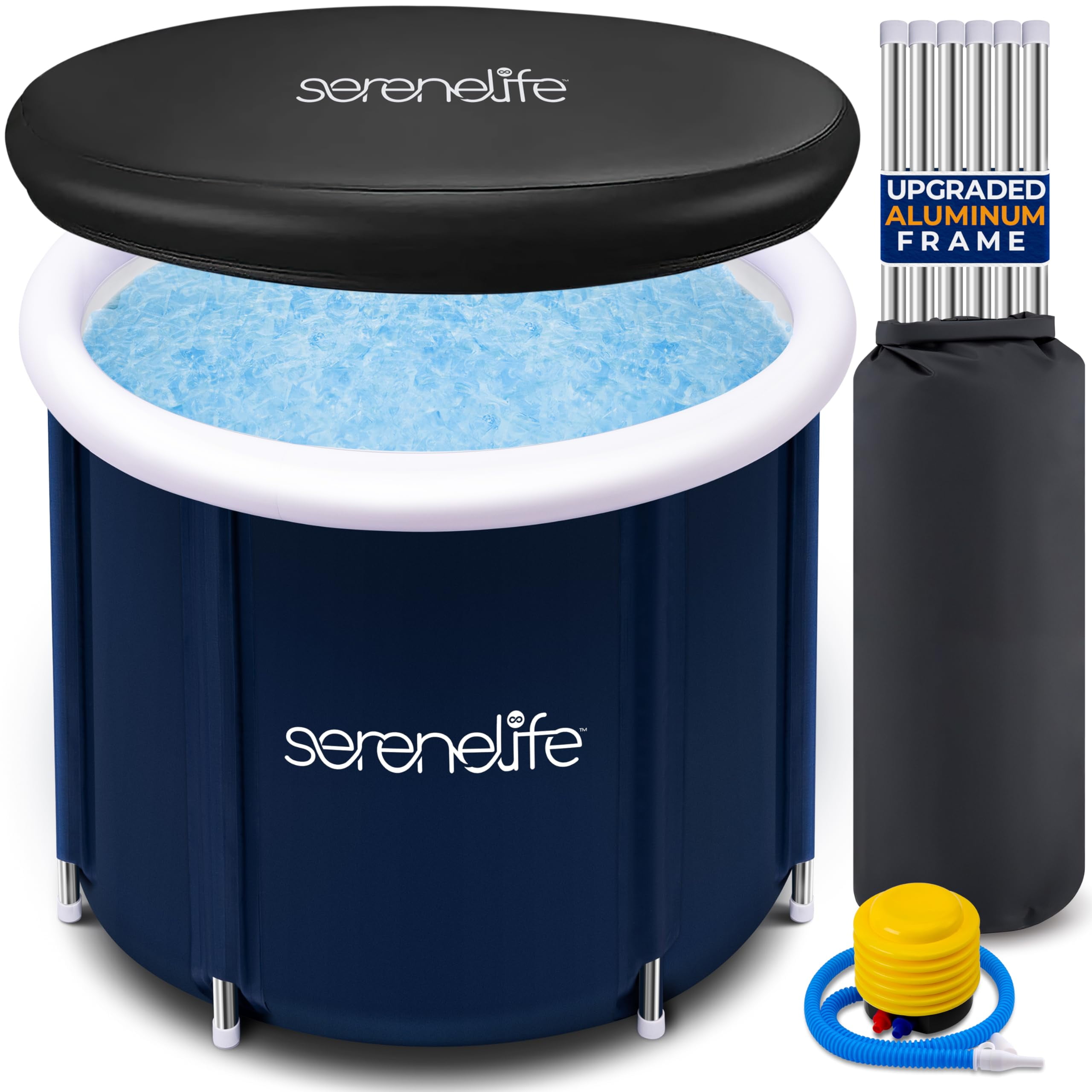 Pod One Inflatable SereneLife Inflatable Insulated Cold Plunge Tub - One Person Ice Bath ...
