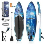 SereneLife Inflatable Stand Up Paddle Board (6 Inches Thick) with Premium SUP Accessories & Carry Bag | Wide Stance, Bot