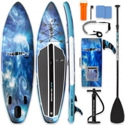 SereneLife Inflatable Stand Up Paddle Board 6 Inches Thick with Premium SUP Accessories & Carry Bag | Wide Stance, Bottom Fin for Paddling, Surf Control, Non-Slip Deck | Youth & Adult Standing Boat