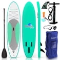 thumbnail image 1 of SereneLife Inflatable Stand Up Paddle Board - Wide Stable Design, Non-Slip Deck for Adults & Youth with Premium Paddle Board Accessories: Carry Bag, Dual Action Pump, Paddle, Ankle Leash - 10', 1 of 9