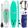 thumbnail image 1 of SereneLife Inflatable Stand Up Paddle Board - Wide Stable Design, Non-Slip Deck for Adults & Youth with Premium Paddle Board Accessories: Carry Bag, Dual Action Pump, Paddle, Ankle Leash - 10', 1 of 9