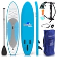 thumbnail image 1 of SereneLife Inflatable Stand up Paddle Board, 10'6", Non-Slip Deck, Paddle, Pump, Backpack & Leash, Light Blue, 1 of 9