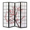 thumbnail image 1 of SereneLife Japanese Screen Room Divider Classic Indoor Decorative 4-Panel Separator, Plum Blossom, 1 of 5