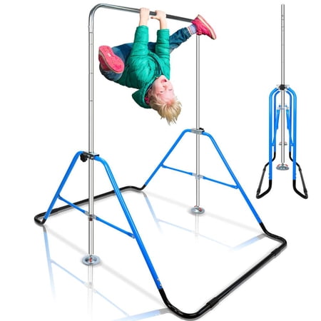 SereneLife Kids Gymnastics Bar Adjustable Height Foldable Expandable Horizontal Gymnastic Training Equipment for Home, Indoor Toddlers Gym Set Monkey Bar Fun