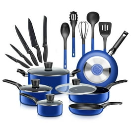 Mainstays Ceramic Nonstick 12 Piece Cookware Set, Blue Linen, Hand wash  Only 