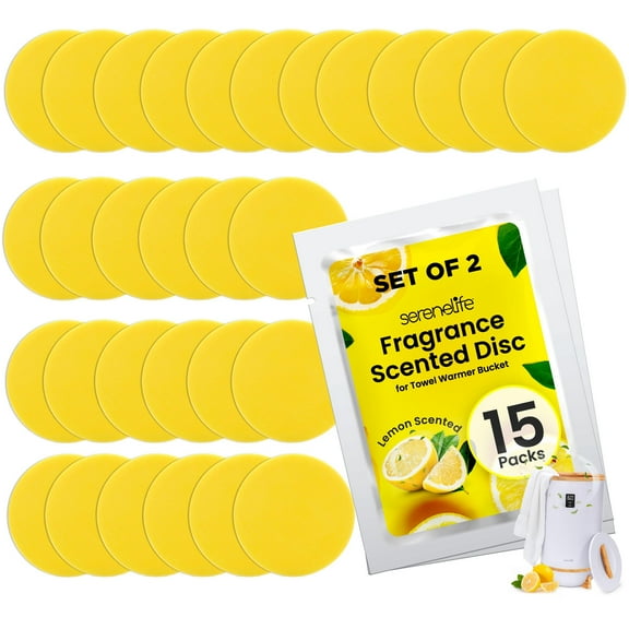 SereneLife Lemon Scented Fragrance Discs - 30 Long-Lasting Aroma Discs for Towel Warmers & Air Fresheners - Eco-Friendly Odor Elimination - 2 PACK
