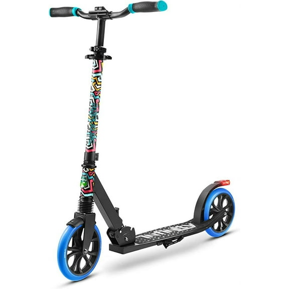 SereneLife Lightweight & Foldable Kick Scooter Alloy Deck W/ High Impact Wheels, Graffiti