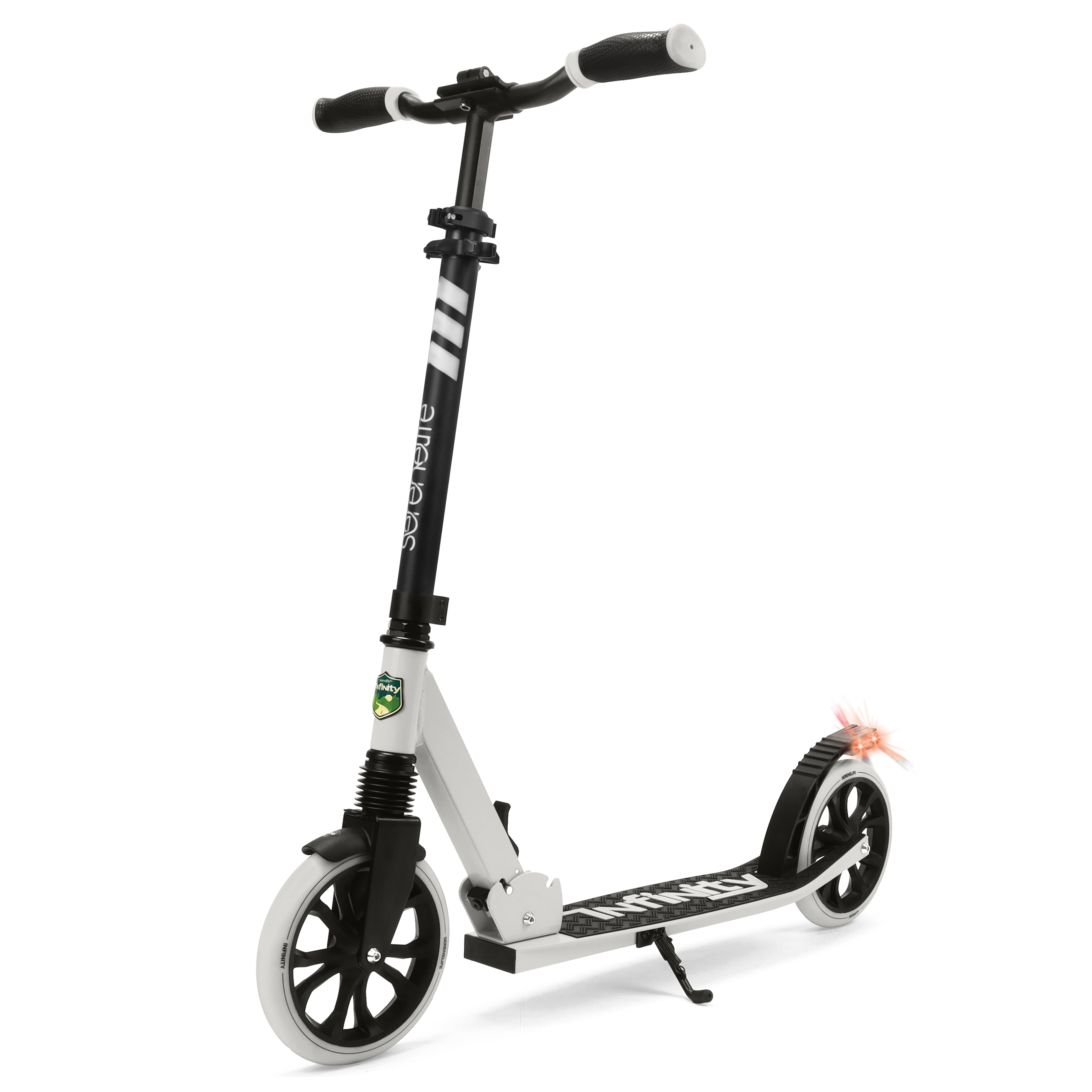SereneLife Lightweight and Foldable Kick Scooter - Adjustable Scooter for Teens and Adult (Black and White)