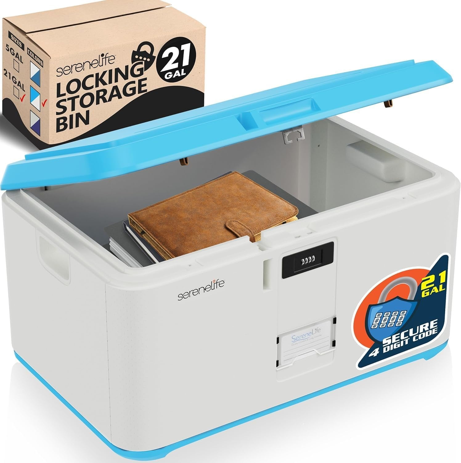 SereneLife Locking Storage Container Bin, 21 Gallon Capacity Lockable ...