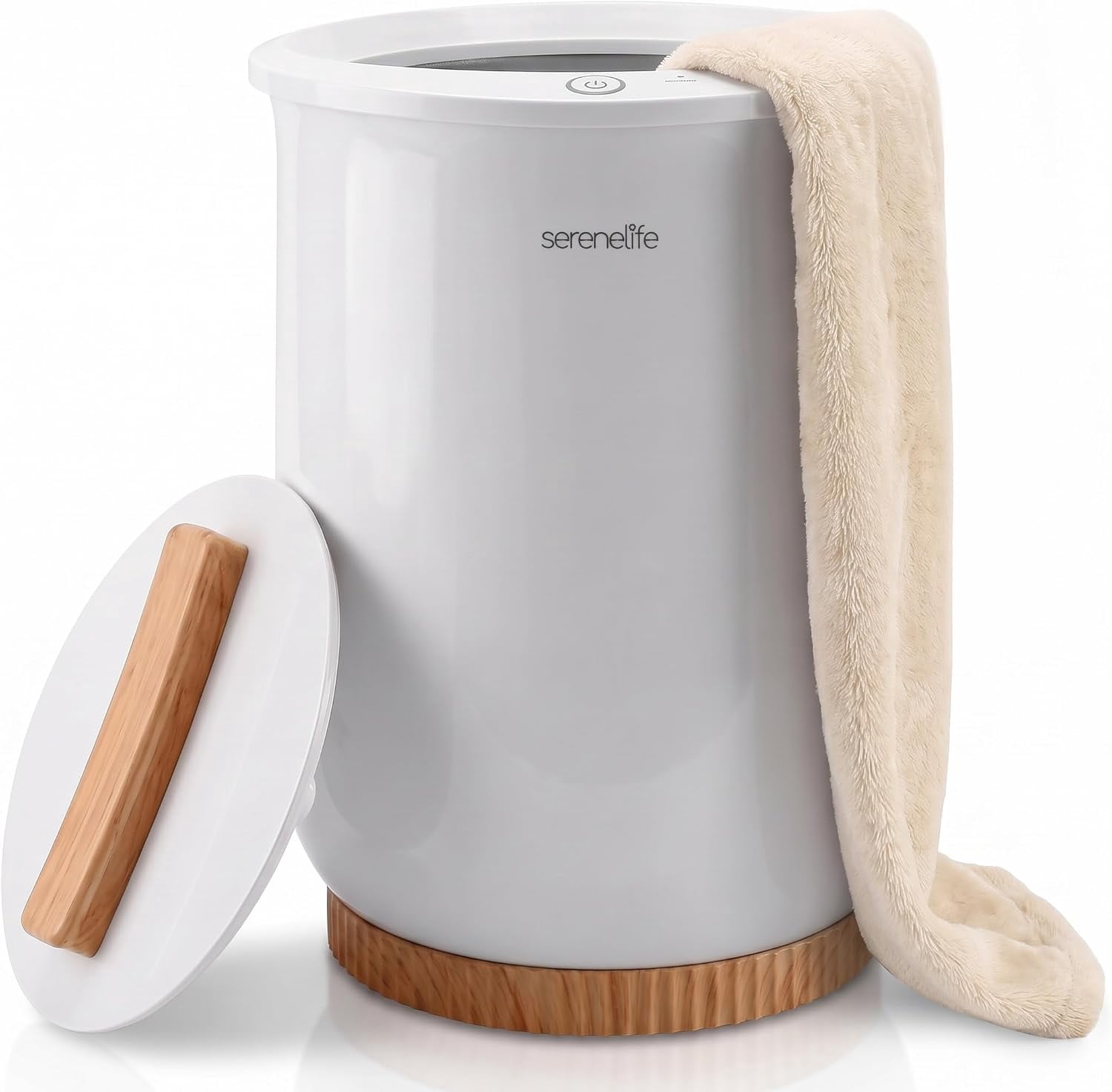 SereneLife Luxury Electric Bathroom Spa Bucket Towel Warmer, White
