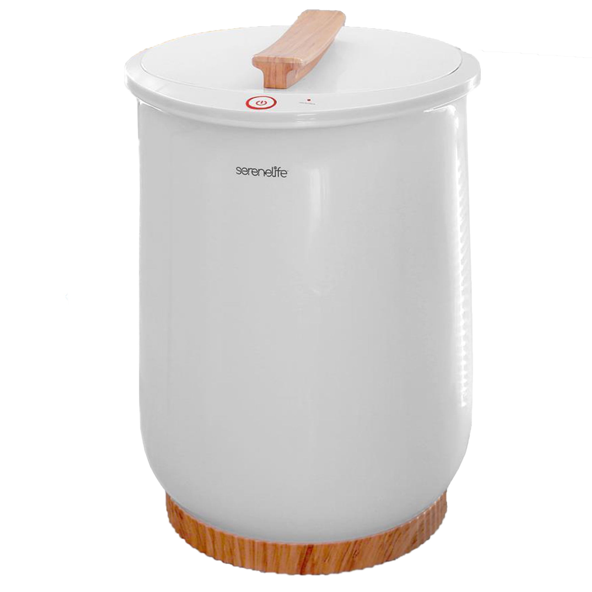 SereneLife White and Bamboo Electric Bucket Towel Warmer