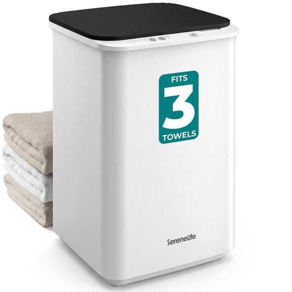 SereneLife Luxury Towel Warmer Bucket  Large Heated Towel Warmer with Auto Shut Off, Fits 3 Oversized Towels, Bathrobes & Blankets, Scent Disc Included (Black)
