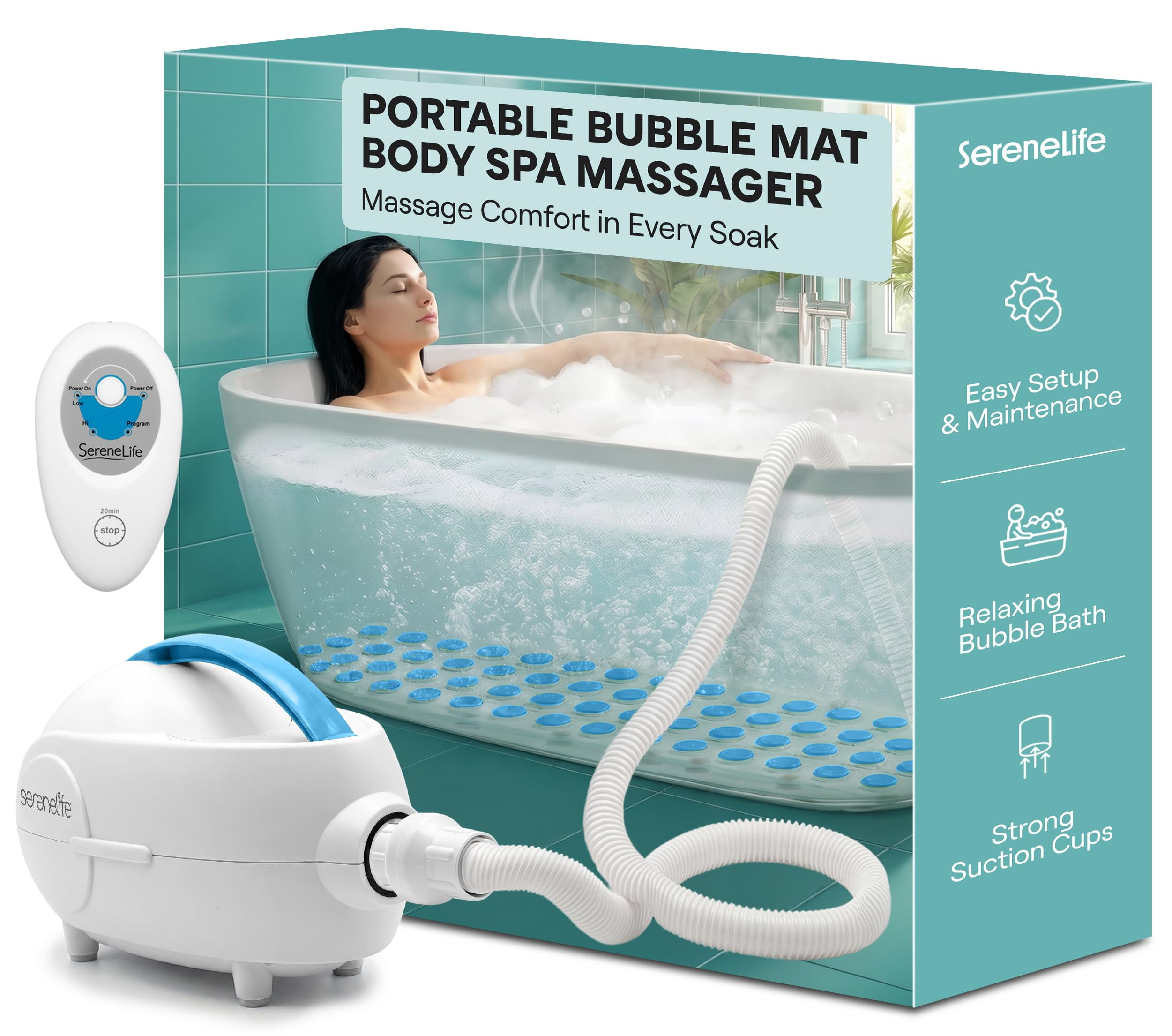 SereneLife PHSPAMT24HT.5 - Bubble Bath Mat Body Spa Massage with Warm Air