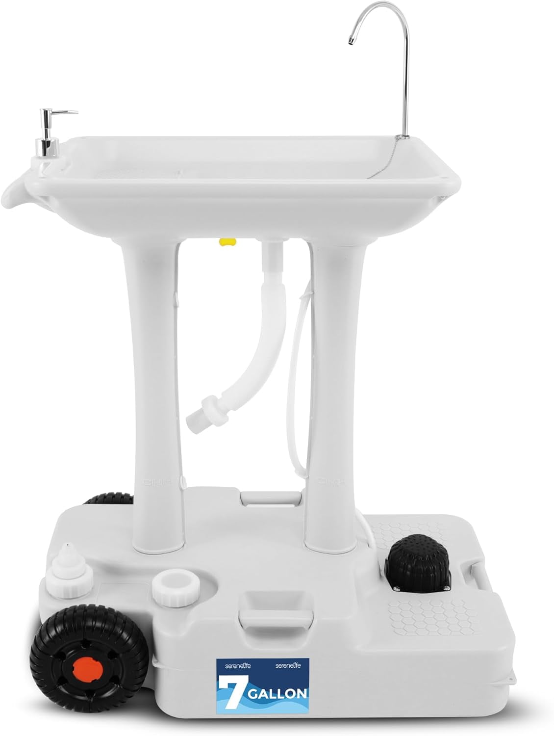 SereneLife Portable Hand Washing Station – Hands-Free Foot Pump Sink with Soap Dispenser & Drain Hose, 100+ Hand Washes for Camping, Events & Worksites