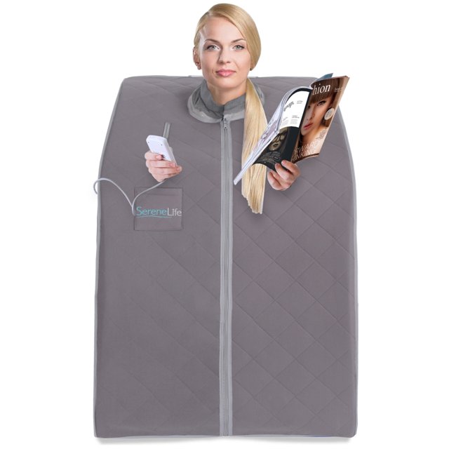 SereneLife Portable Infrared Home Spa 1 Person Steam Sauna with Foot