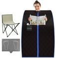 thumbnail image 1 of SereneLife Portable Sauna for Home, Infrared Sauna Tent with Heated Foot Pad and Folding Chair, Compact Personal Rejuvenation Sauna, Remote Control in-Home Spa, 38" x 32 - Black, 1 of 7