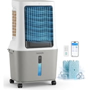SereneLife Portable Swamp Cooler Air Conditioner - 2500 CFM Airflow, 8 Gallon Water Tank Portable Evaporative Air Cooler for Room & Outdoors, WiFi, Humidifier & Fan Modes, Ice Packs & Remote Included