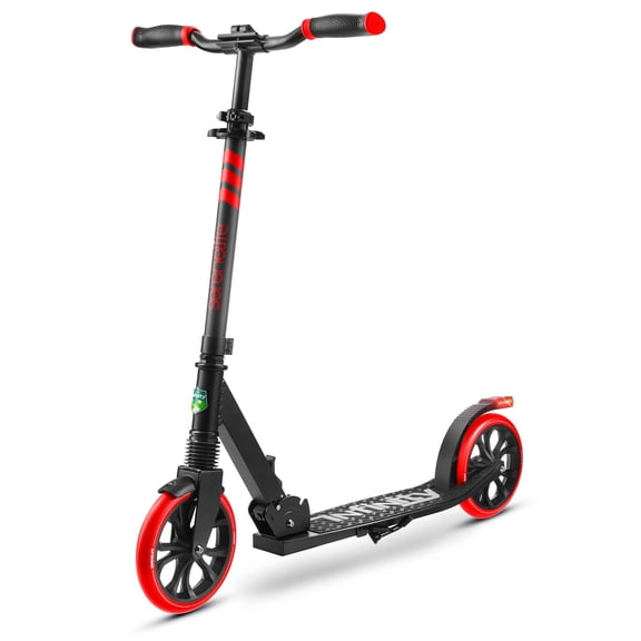SereneLife Red & Black Foldable Kick Scooter, Adjustable Height, Smooth Ride, Lightweight, Portable