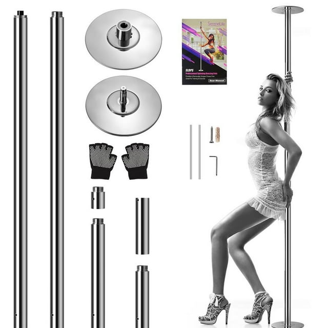 SereneLife SLDPS - Professional Spinning Dancing Pole - Portable & Removable Stripper Fitness Pole, Great For Training & Exercise