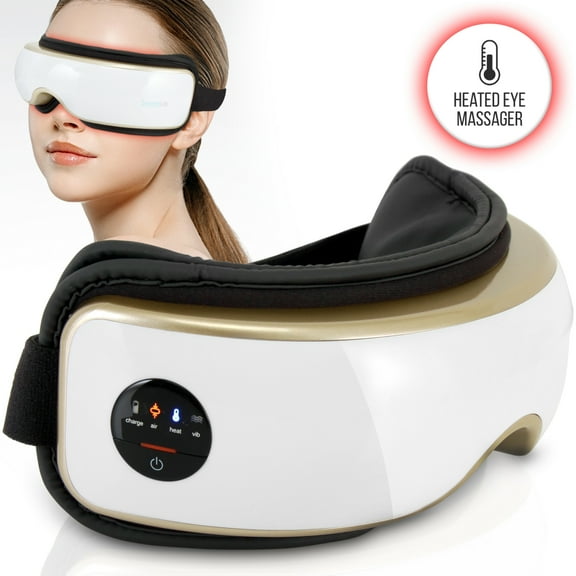 SereneLife SLEYMSG55 - Smart Eye Massager - Temple & Eye Mask Visor Massage System with Heat Therapy