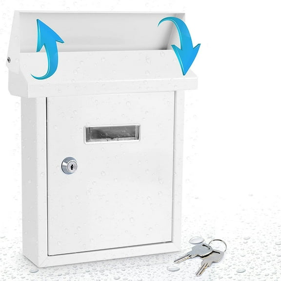 SereneLife SLMAB01 Indoor Outdoor Wall Mount Locking Mailbox with Window, White