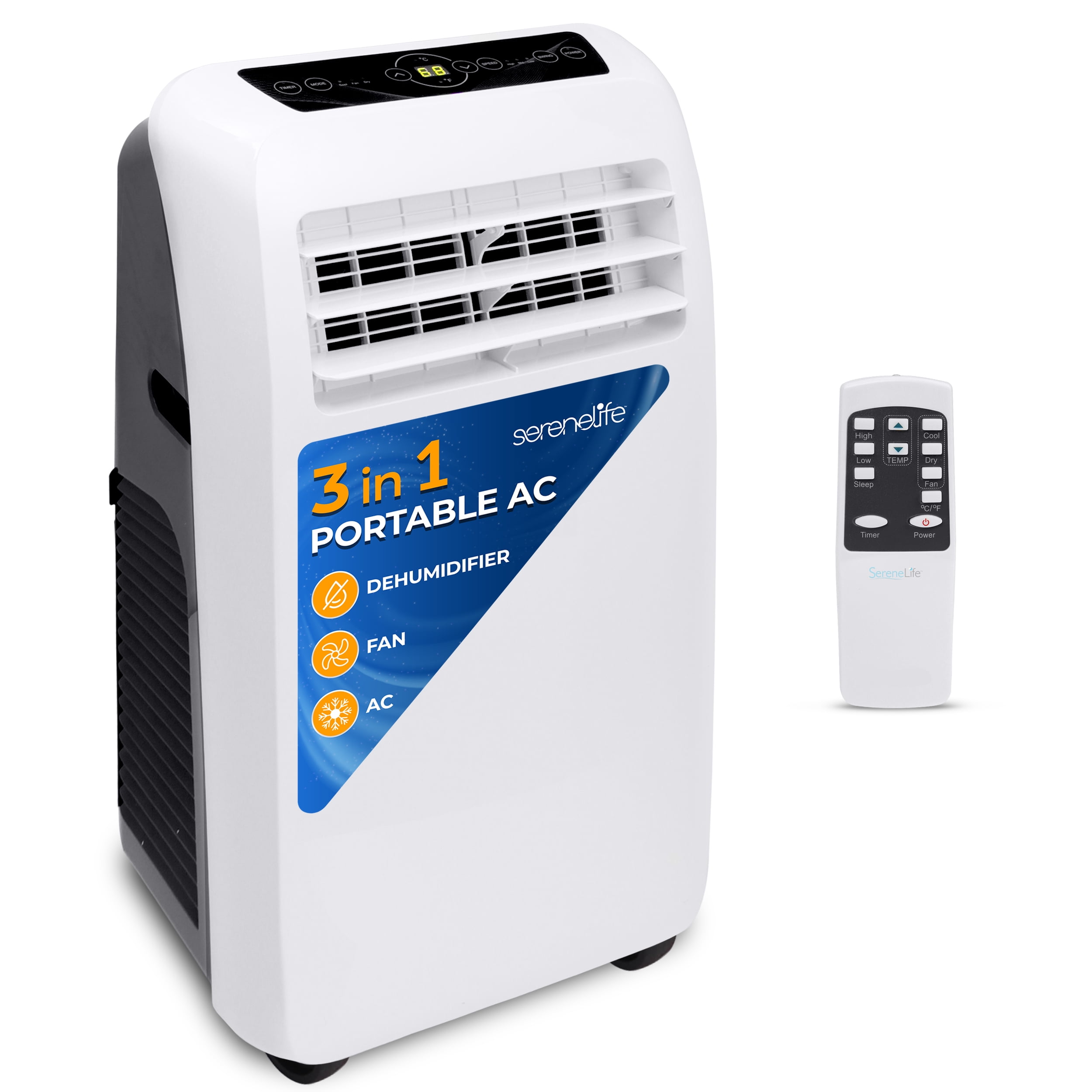 SereneLife 10,000 BTU White Portable Air Conditioner with Remote