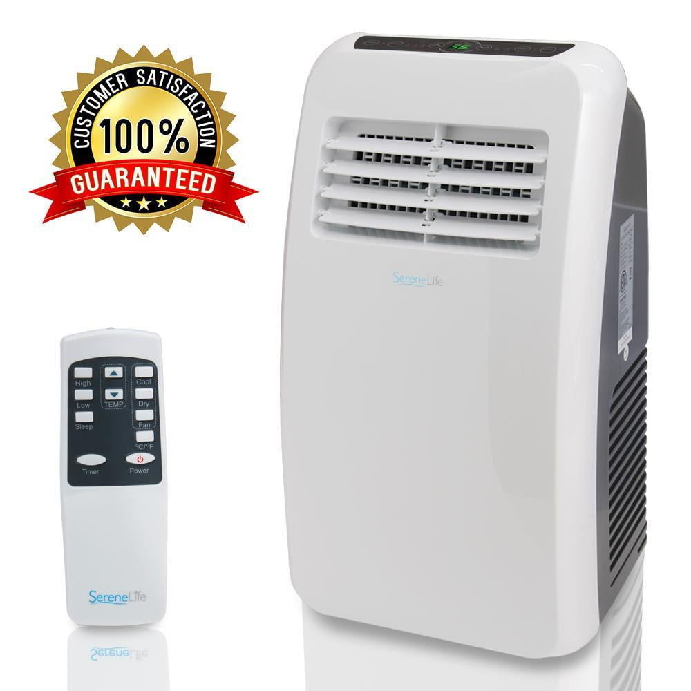 SereneLife 8,000 BTU White and Black Portable Air Conditioner with Remote