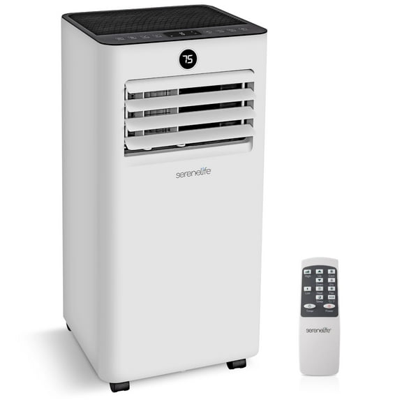 SereneLife SLPACHT102 Portable Air Conditioner & Heater-1000 BTU Ashrae Compact Home A/C Unit with Cooling and Heating, Includes Window Mount Kit Gray