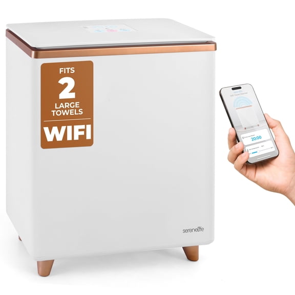 SereneLife SLTLR460W Rectangular Bucket-Large Capacity Single Touch Towel & Blanket Warmer with Built-in WiFi Capability, Rose Gold