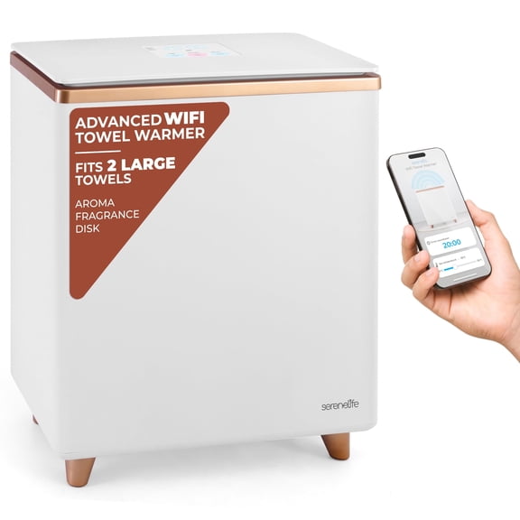 SereneLife SLTLR460W Rectangular Bucket-Large Capacity Single Touch Towel & Blanket Warmer with Built-in WiFi Capability, Rose Gold