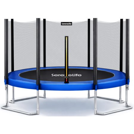 SereneLife SLTRA10BL - Home Backyard Sports Trampoline - Large Outdoor Jumping Fun Trampoline for Kids / Children, Safety Net Cage (10 ft.)