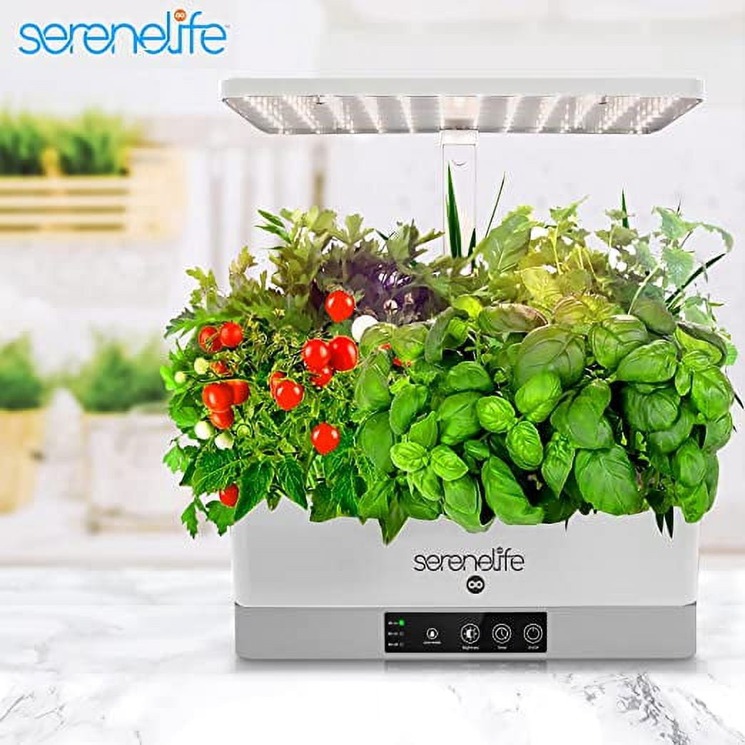 SereneLife Smart Indoor Garden - Indoor Herb Garden with LED Grow Lights Panel (White)