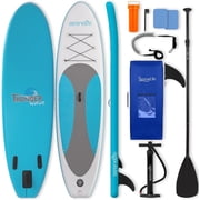SereneLife Thunder Wave SUP - 10 Foot Inflatable Stand Up Water Paddle Board, Leash, Paddle, Pump & Bag