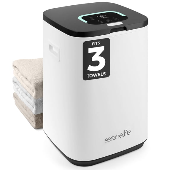 SereneLife SLTLWSQ83 Bucket-23L Capacity Hot Warmer with Timer Function, Fits Up to Two Oversized Towels for Bathroom Black