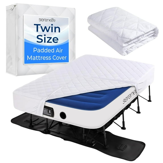 SereneLife Twin Size Mattress Protector, Soft Breathable Waterproof Mattress Cover 77x40 x8 for EZ Bed, Fits SLEZBDTW10 / SLEZBDTW10LX, Wrinkle-Resistant with Deep Pockets, Anti-Slip Elastic Skirt