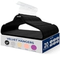 thumbnail image 1 of SereneLife Velvet Hangers 20 Pack - Non-Slip Felt Hangers with 360° Swivel Hook - Ultra-Thin, Lightweight Velvet Hangers for Shirts, Sweaters, Hoodies, Kids Clothes & Dresses - Space-Saving, Black, 1 of 7
