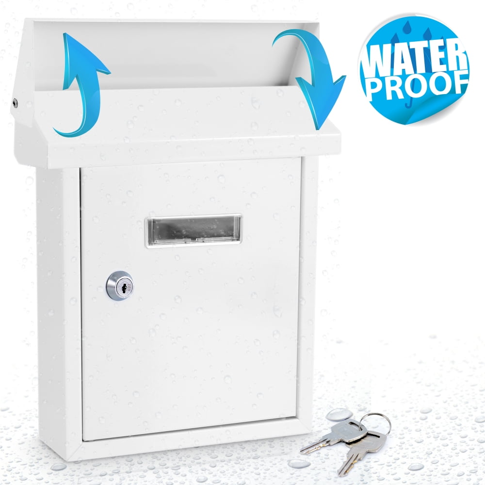 White Steel Lockable Wall Mount Mailbox with Keys