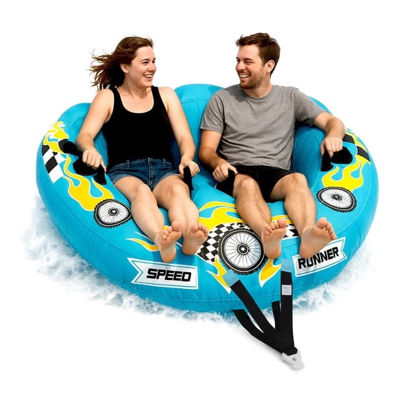 SereneLife Watersports Inflatable Towable Booster Tube, Light Blue