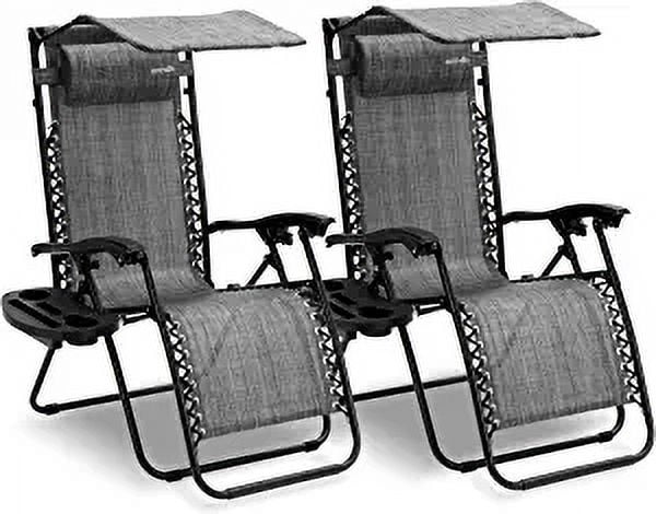Gray Steel Mesh Zero Gravity Lounger Set with Canopy and Pillows