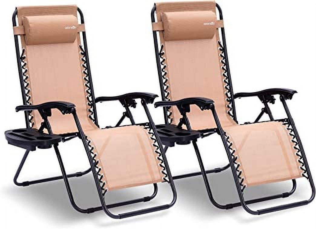 Cream Steel Mesh Zero Gravity Lounger Set with Cushions