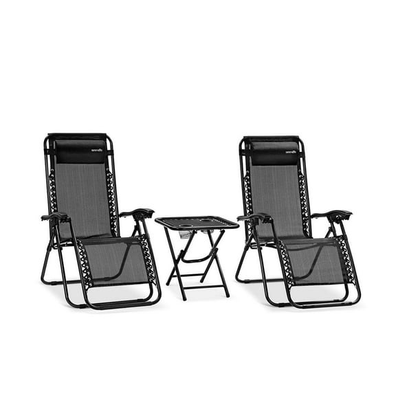 SereneLife Weather-Resistant Zero Gravity Lounge Chair - Set of 2 Black
