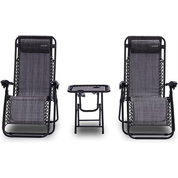 SereneLife Zero-Gravity Chair with Side Table for Ultimate Comfort Flexible Buttons, One Size, Grey