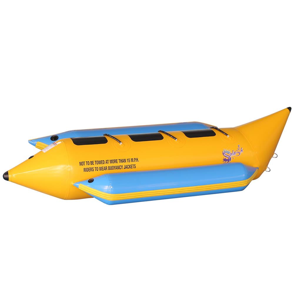SereneLifeHome 3 Person Inflatable Banana Boat, Includes Storage Bag, Foot Pump, and Repair Kit, Tough and Thick, Reinforced Seats and Foot Areas, Easy Inflation and Deflation