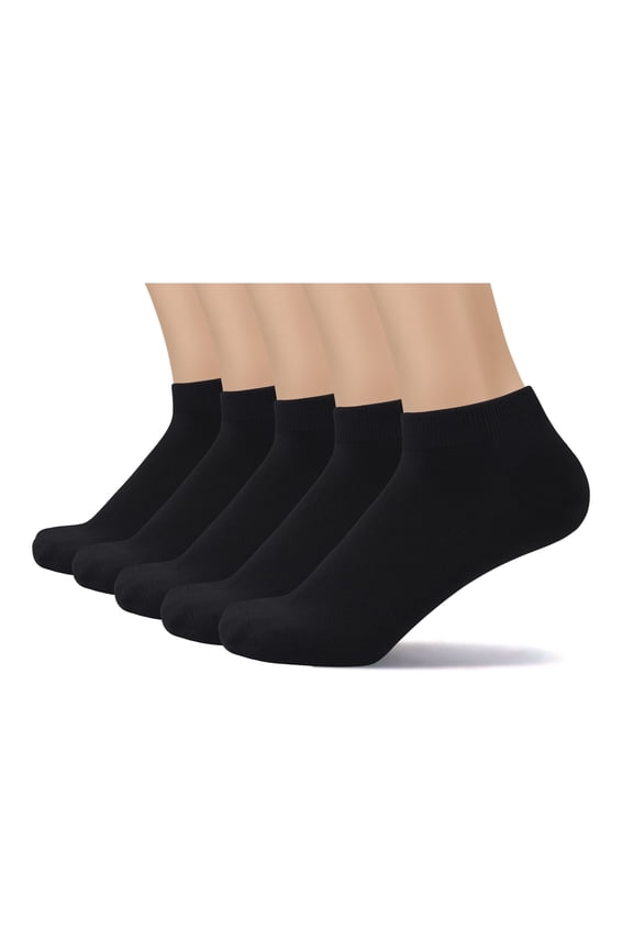Thin Viscose Bamboo Low Cut Ankle Socks Men Breathable Sock Comfort Cool Softy Lightweight Sock 5 Paris (Black, Large)