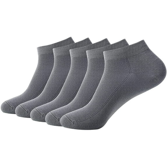 SereneSimple Women's Thin Mesh Slub Breathable Mid-Cut Socks 5-Pair (Dark Grey,Medium)