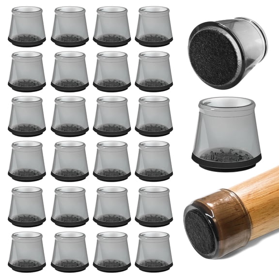 Serenelife Chair Leg Floor Protectors - 24 Rubber Furniture Leg Covers & End Caps For Hardwood Floors - Anti-Slip & Scratch Protect Floors - Fits Furniture & Chair Legs 1.05 IN - 1.55 IN Black