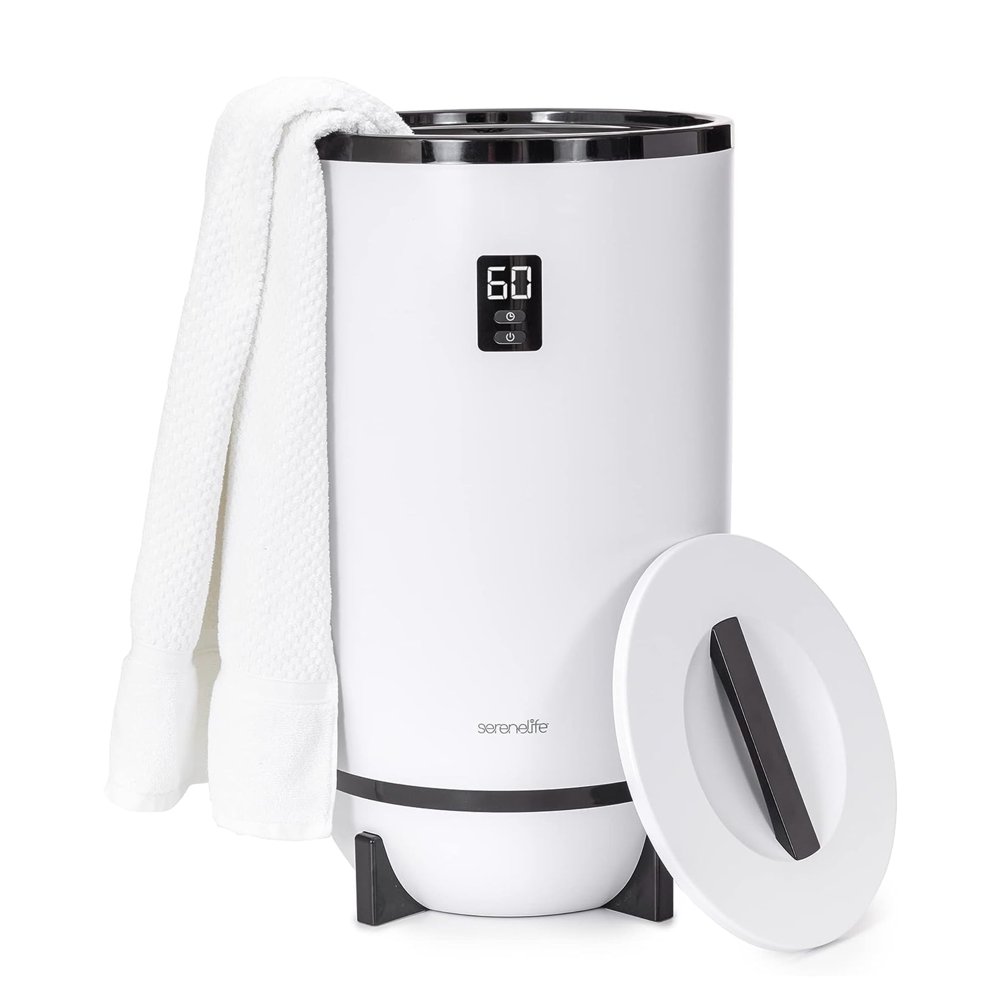 SereneLife White Electric Towel Warmer with Timer