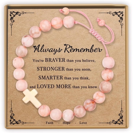 Sereney Birthday Gifts for Girls, Beaded Bracelets as 1/2 1 2 3 4 5 6 7 8 9 10 11 12 13 14 15 16 Year Old Birthday Gift, Adjustable Cross/Pearl Bracelet as Happy Birthday Gifts for Daughter