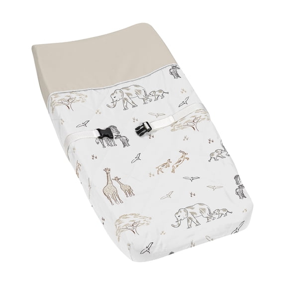 Sweet Jojo Designs Serengeti Animals Taupe Grey and White Changing Pad Cover